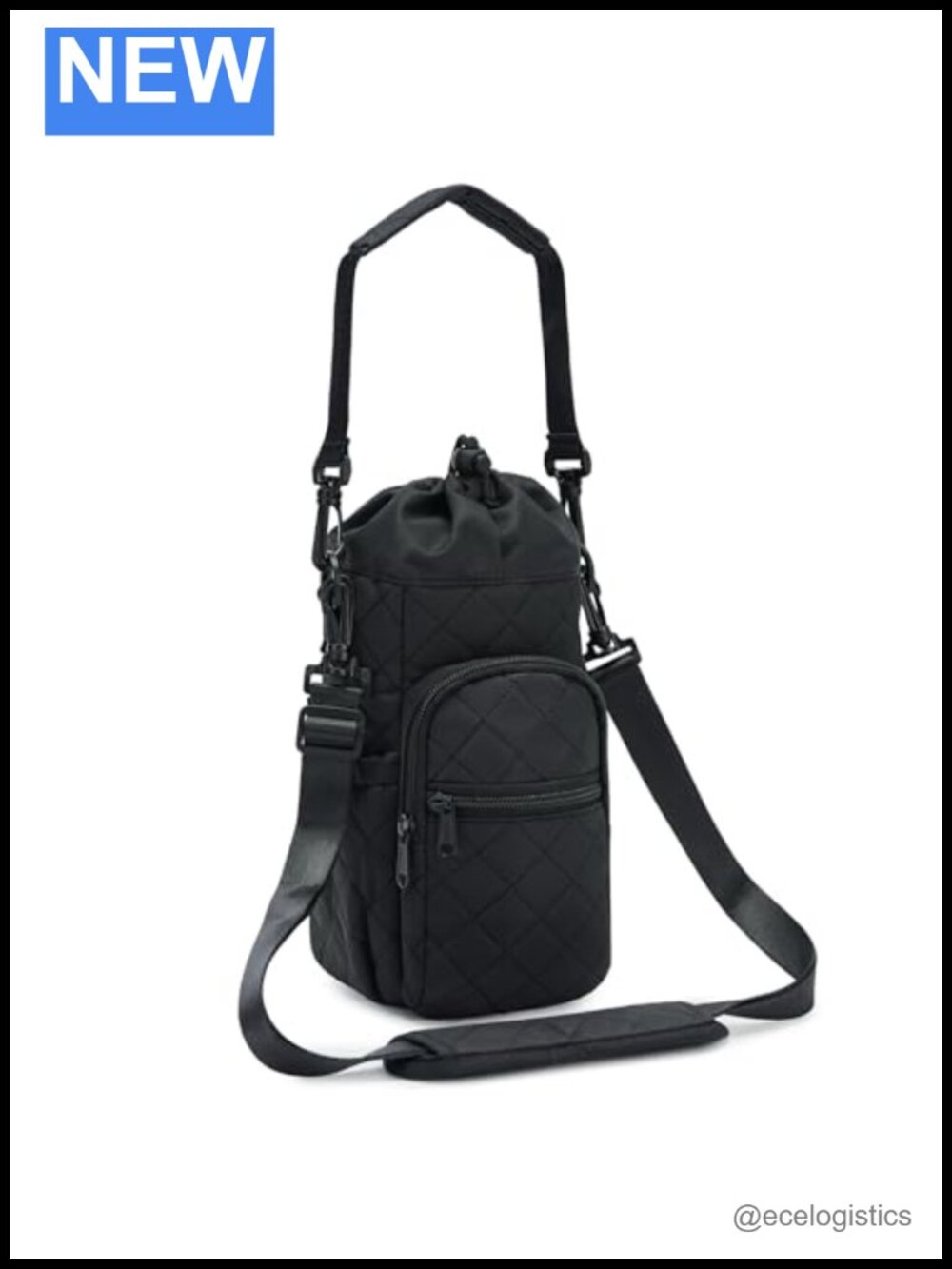 Insulated Crossbody Water Bottle Bag Hiking Gym Phone Pocket Padded Strap